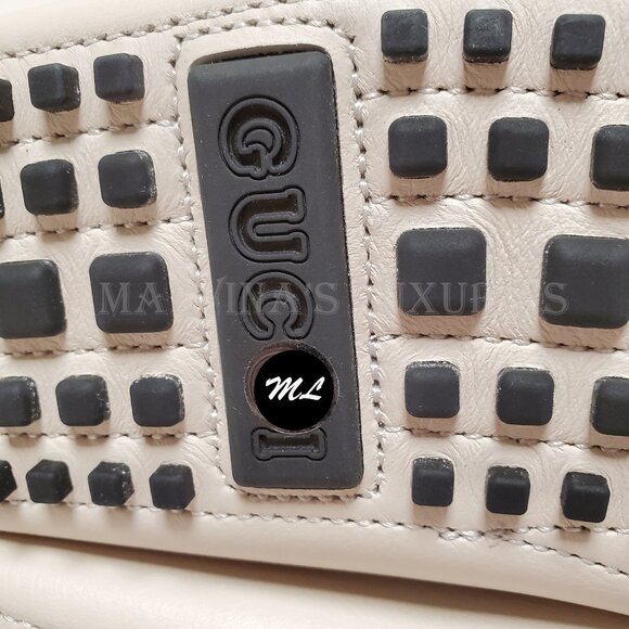 GUCCI SHOES MENS LOAFERS MOCCASINS G LOGO WHITE LEATHER sz 7.5G 8 - Picture 12 of 14